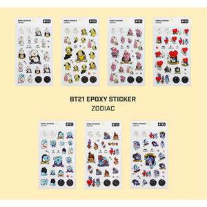 BT21  EPOXY STICKER ZODIAC 7 BỘ, BT21 Epoxy Zodiac Sticker