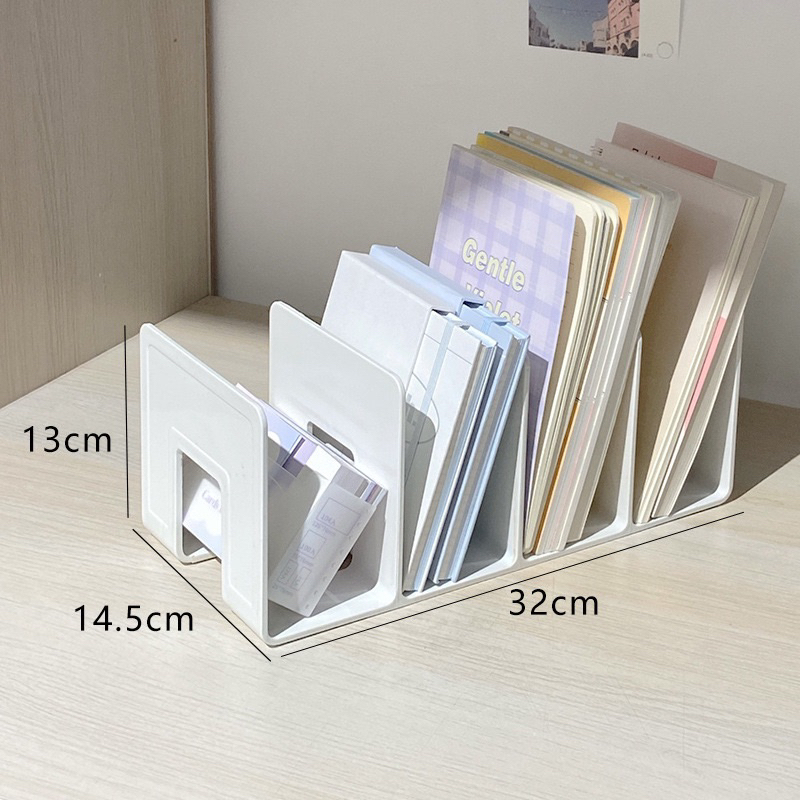 Kệ Nhựa 4 Ngăn Đựng Sách Chia Sức Chứa Lớn Decor Trang Trí Bàn Học Coleen