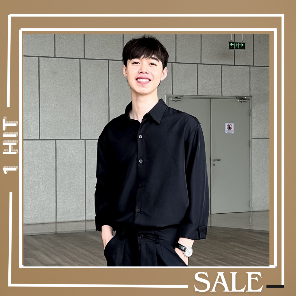 Áo sơ mi tay dài trơn đen trắng basic unisex có size 1HIT_UNISEX