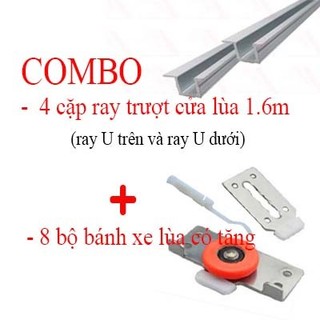 Combo 4 cặp ray 1.6m cửa lùa lùa tủ áo u.đài loan