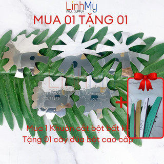 Miếng inox cắt bột tạo french - khuôn cắt bột nail - khuôn cắt bột nail nhiều mẫu mã đa dạng.