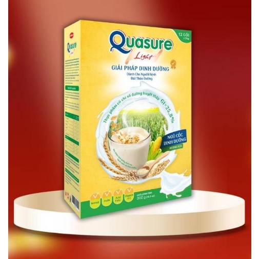 Bột ngũ cốc tiểu đường ăn kiêng Quasure Light Sữa túi 400g ; Hộp 300g  - Bibica