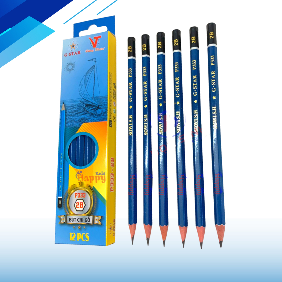 Hộp 12 Cây Bút Chì Gỗ 2B Gstar P333 Chì Tốt Chuốt Không Gãy Vụn - VPP Happy Kids