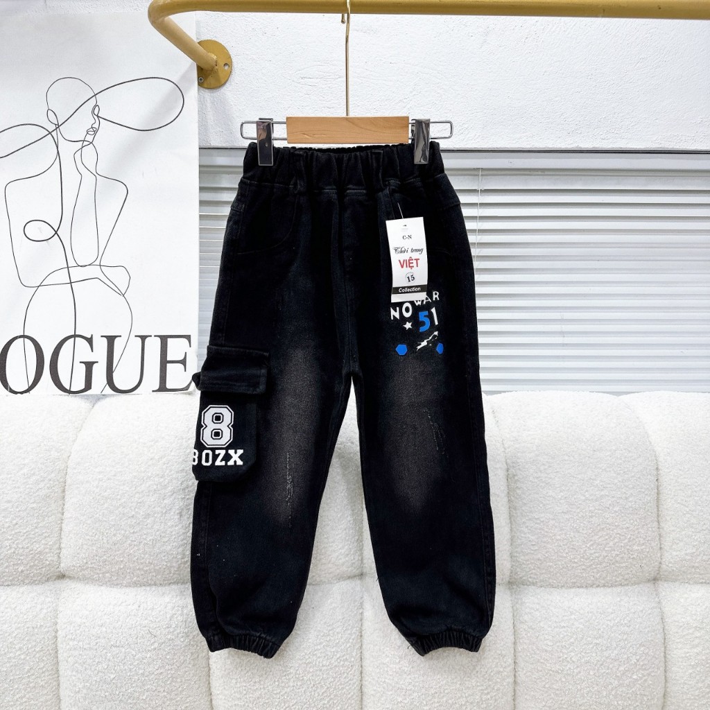 Quần jeanmềm cho bé trai họa tiết đáng yêu