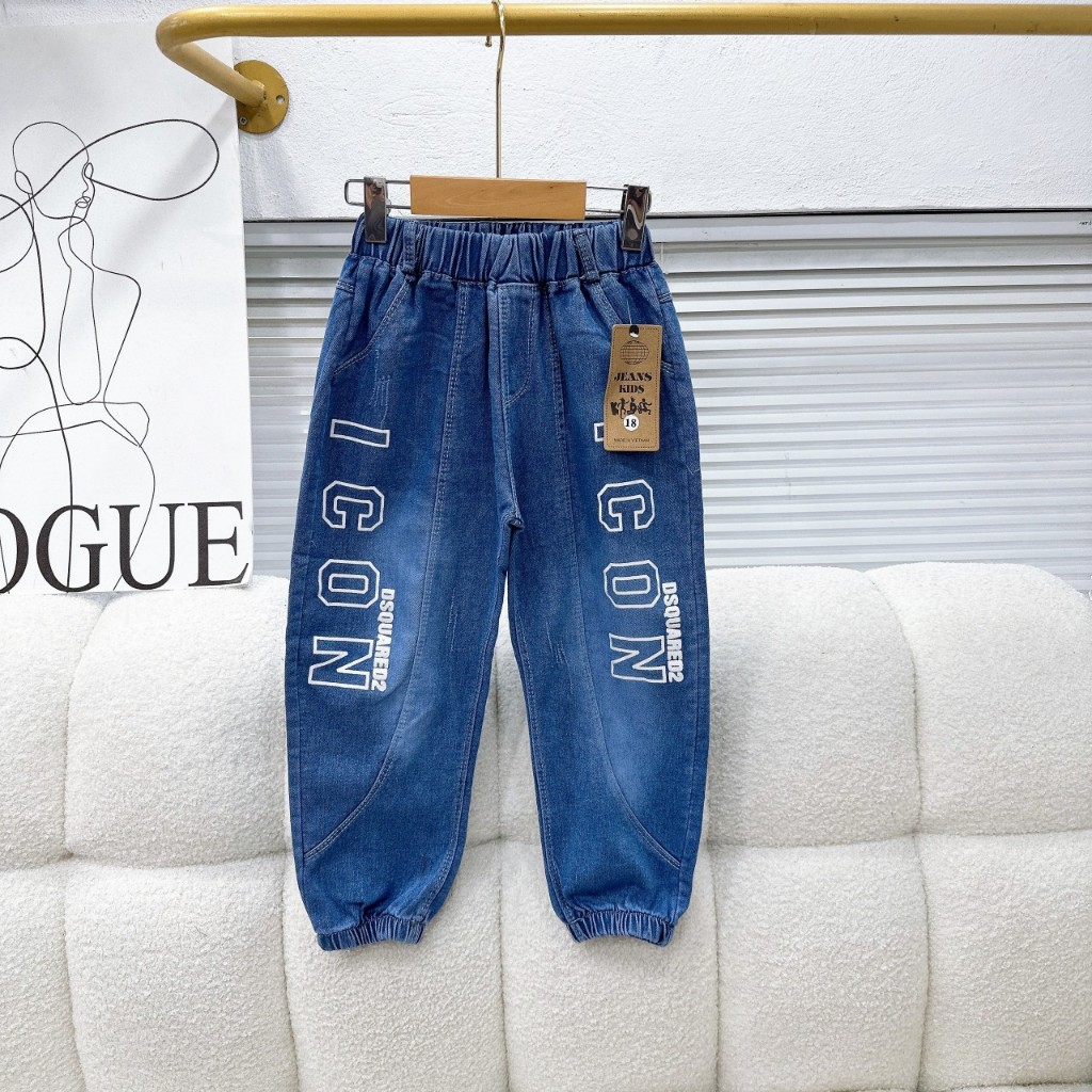 Quần jeanmềm cho bé trai họa tiết đáng yêu