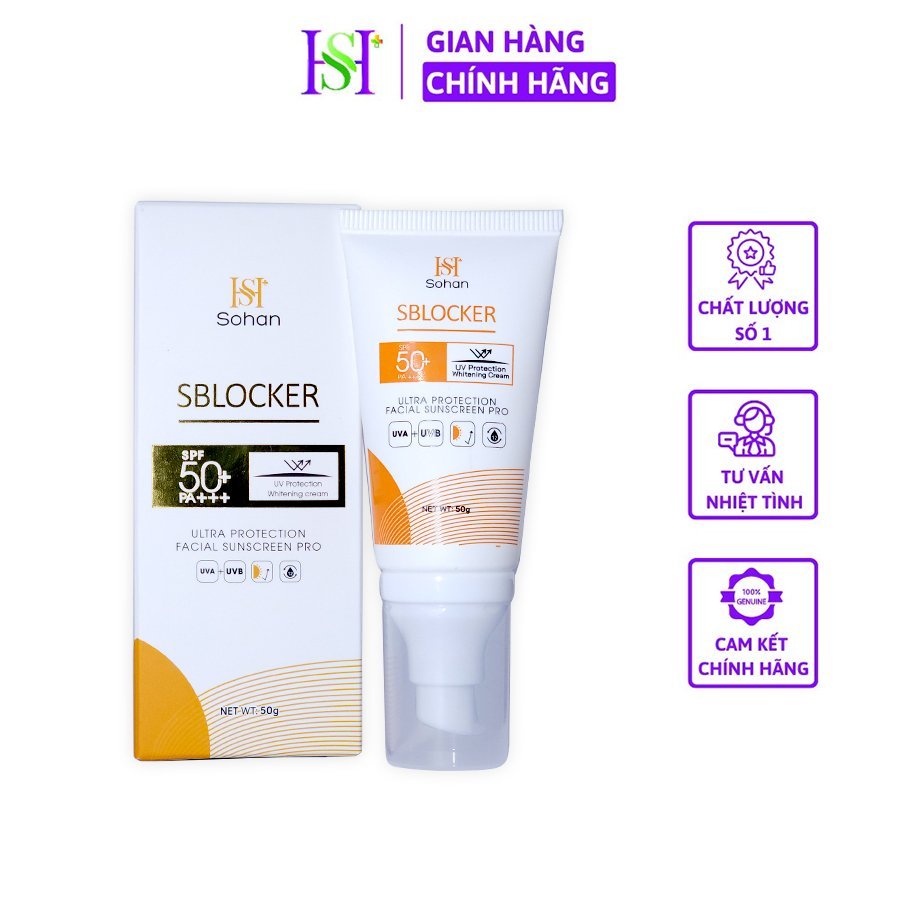 Kem Chống Nắng SBLOCKER Protection Whitening Cream SPF50+ PA+++ Cho Da Mặt (50g)