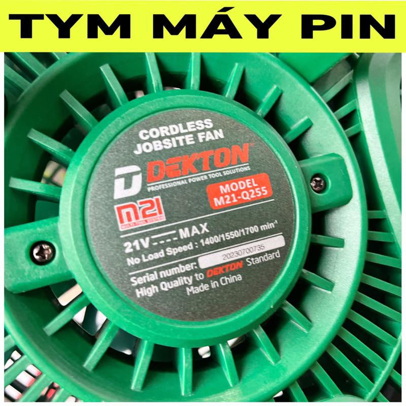 Quạt pin 21V và điện 220v Dekton M21-Q255 – tym máy pin.