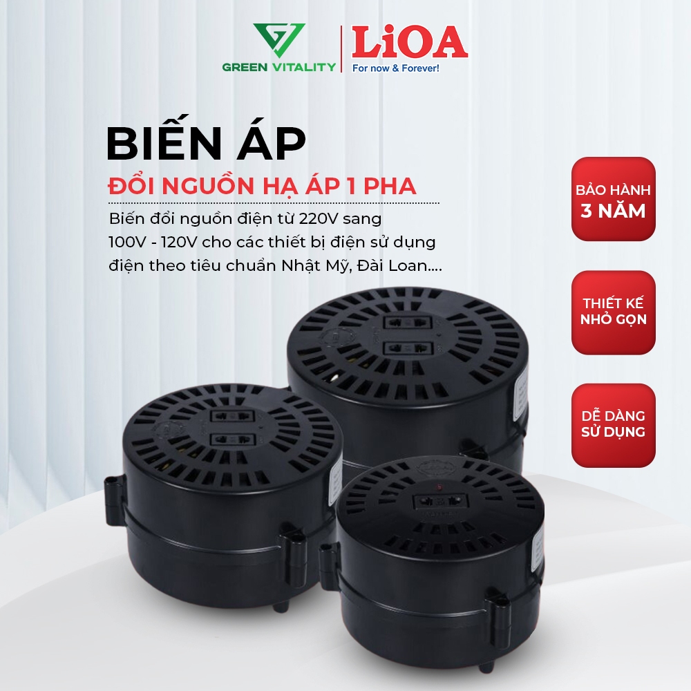 Bộ đổi nguồn LIOA - Biến áp tự ngẫu 200Va 400va 600va 1000va 1500va 2000va - Nguồn vào 220v/ ra 100-120v, bảo hành 3 năm
