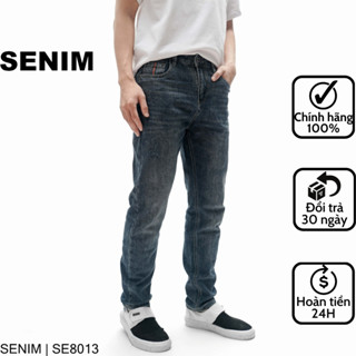 Quần jean nam SENIM, Quần bò vải Denim co giãn, form slimfit, Jean xanh đậm