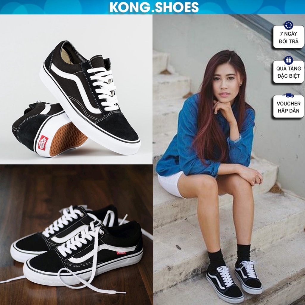 Giày Vans Vault Old Skool Bản Chuẩn, Giày Thể Thao Sneakers Nam Nữ Vans Đen Vạch Trắng Nam Nữ Phổ Thông Basic