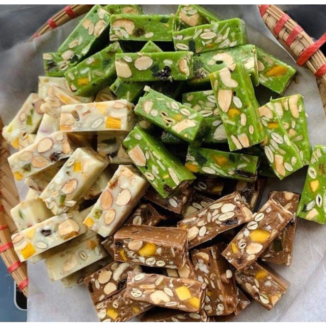 Set tự làm kẹo nougat có bơ, giấy gạo, vỏ kẹo, nguyên liệu làm kẹo hạnh phúc