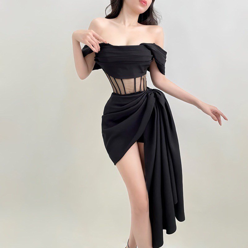 Primmy - Jumpsuit short ngắn kèm khăn quấn ấn tượng, sang trọng