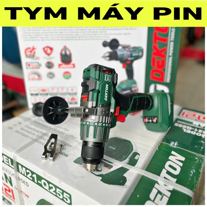 ⛔Đầu jacobs Mới ⛔ Thân máy khoan pin 3 chức năng Dekton M21-ID13120JCB brushless 120Nm - chưa pin sạc- Tym máy pin