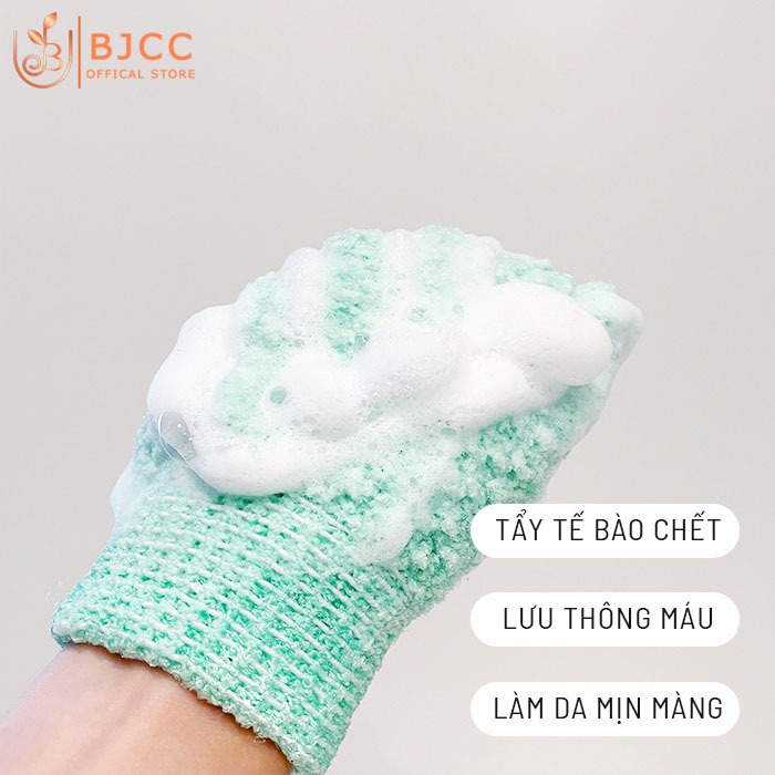 Găng tay tắm tẩy da chết BJCC với 3 lớp dày dăn, tiện dụng - Hàng dày loại 1