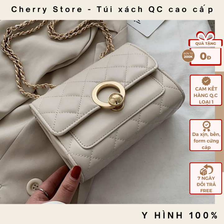 Túi xách nữ đeo chéo kẹp nách đi tiệc đi chơi sang chảnh hàng loại 1 trần ô khóa tròn Lucie Bag CS1102