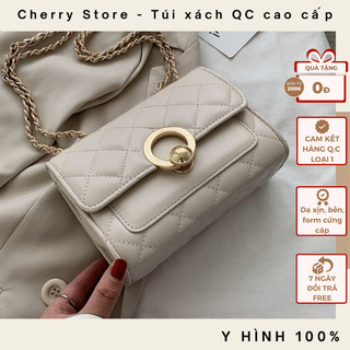 Túi xách nữ đeo chéo kẹp nách đi tiệc đi chơi sang chảnh hàng loại 1 trần ô khóa tròn Lucie Bag CS1102