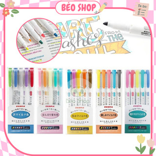 Set 5 bút highlight pastel đánh dấu 2 đầu Béo shop , hộp bút dạ quang nhớ dòng marker bullet journal dễ thương B20