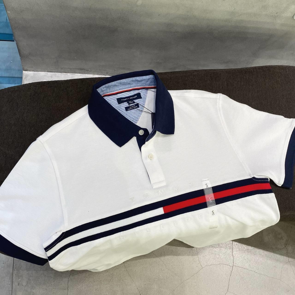 Áo Polo Tommy Hilfiger- Slim Fit Essential Flag Polo White