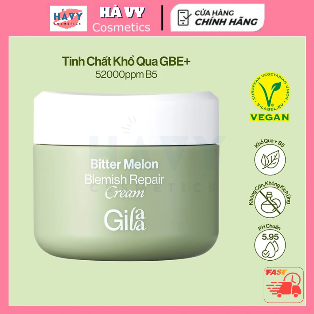 Kem Dưỡng Khổ Qua + B5 Gilaa Blemish Repair Cream giúp Giảm Mụn 50ml