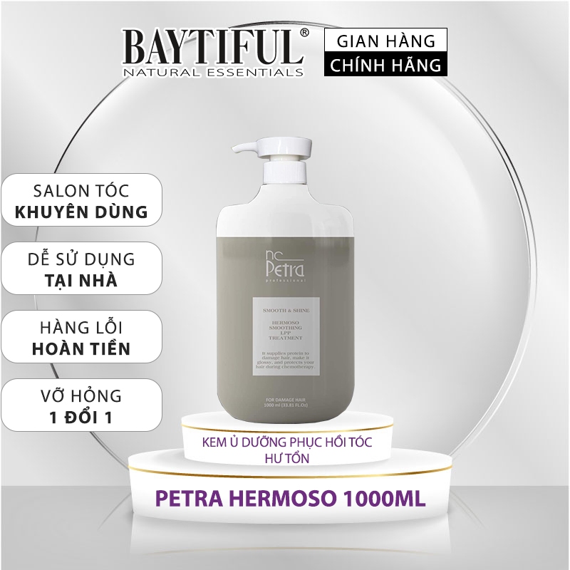 Kem ủ dưỡng tóc dầu hấp phục hồi tóc hư tổn, khô xơ uốn duỗi nhuộm công nghệ sinh học Petra Lpp Hermoso Smoothing 1000ml