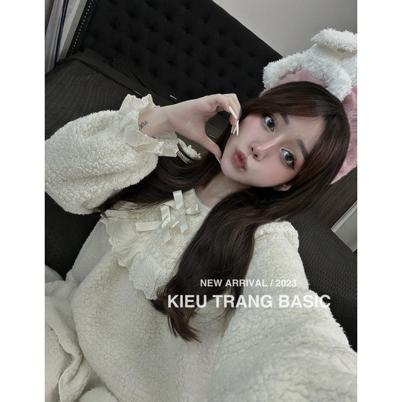 BỘ LÔNG VIỀN REN ĐÍNH NƠ 2 MÀU