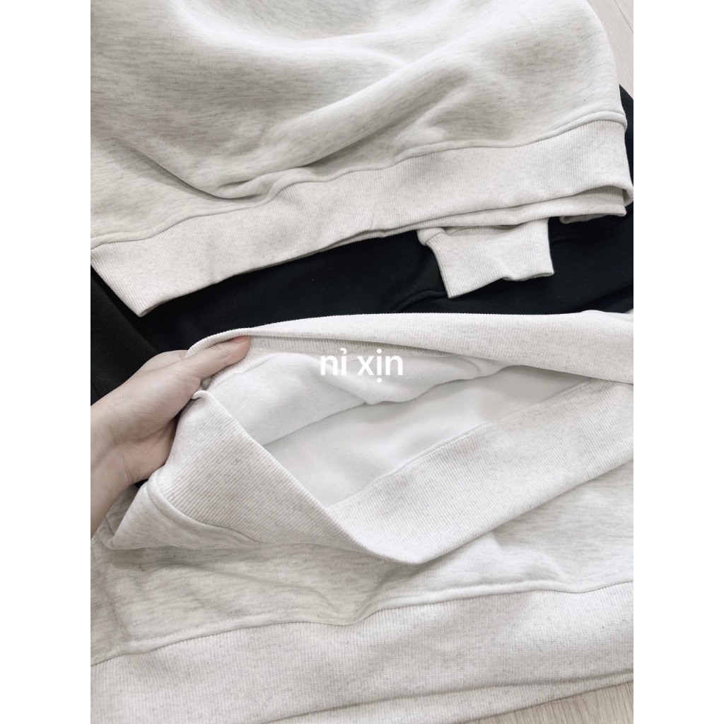 Sét bộ nỉ nữ chất nỉ bông áo dáng suông cổ khóa phối chân váy xếp li cạp chun thêu ngực năng động trẻ trung hàngfullsize