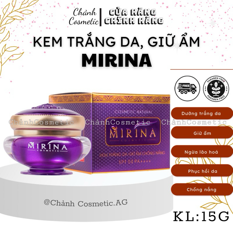 Kem Mirina Tím Dưỡng Trắng Da, Giữ Ẩm, Ngừa Lão Hoá, Chống Nắng 15g