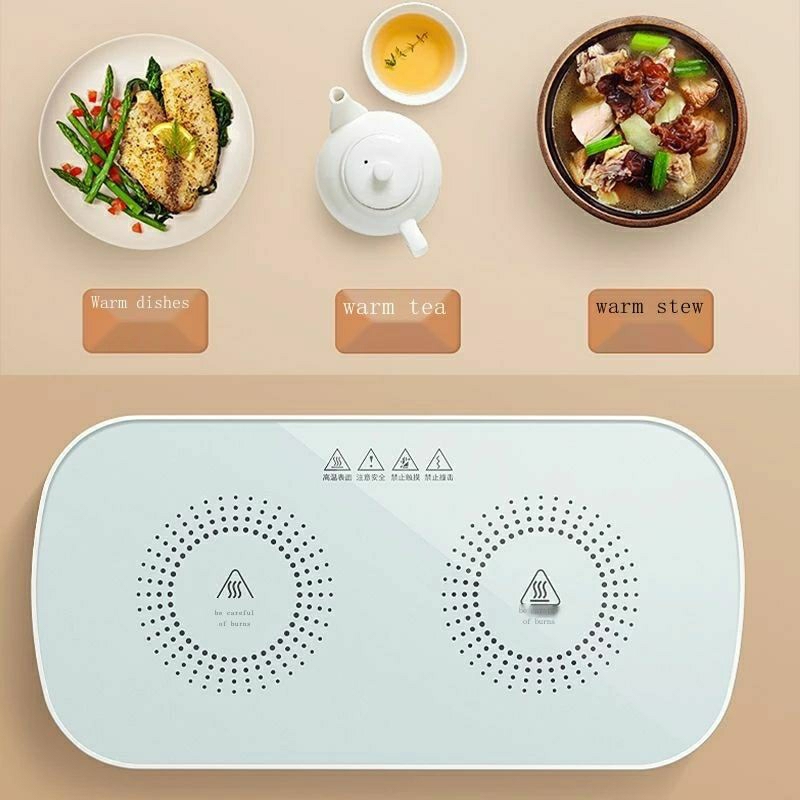 Đĩa hâm nóng đồ ăn , trà , cafe sữa sử dụng điên , mặt kinh cường lực , an toàn dễ sử dụng