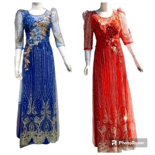 Áo dài kim sa bà sui sang trọng cao cấp, Dạ hội áo dài kim sa sang trọng cho bà sui thiết kế đính đá kết hoa cao cấp