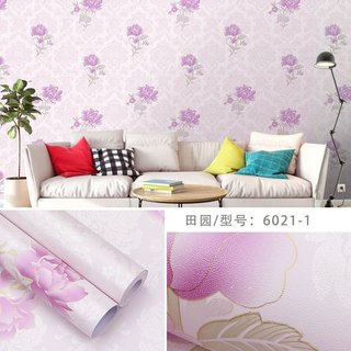 Cuộn 10M Giấy Dán Tường  Sẵn Keo Hoa Hồng Tím Đơn 6021-1