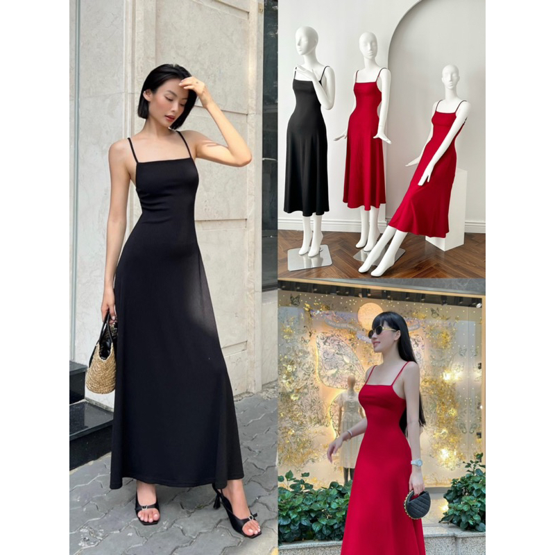 Đầm hai dây xoè basic