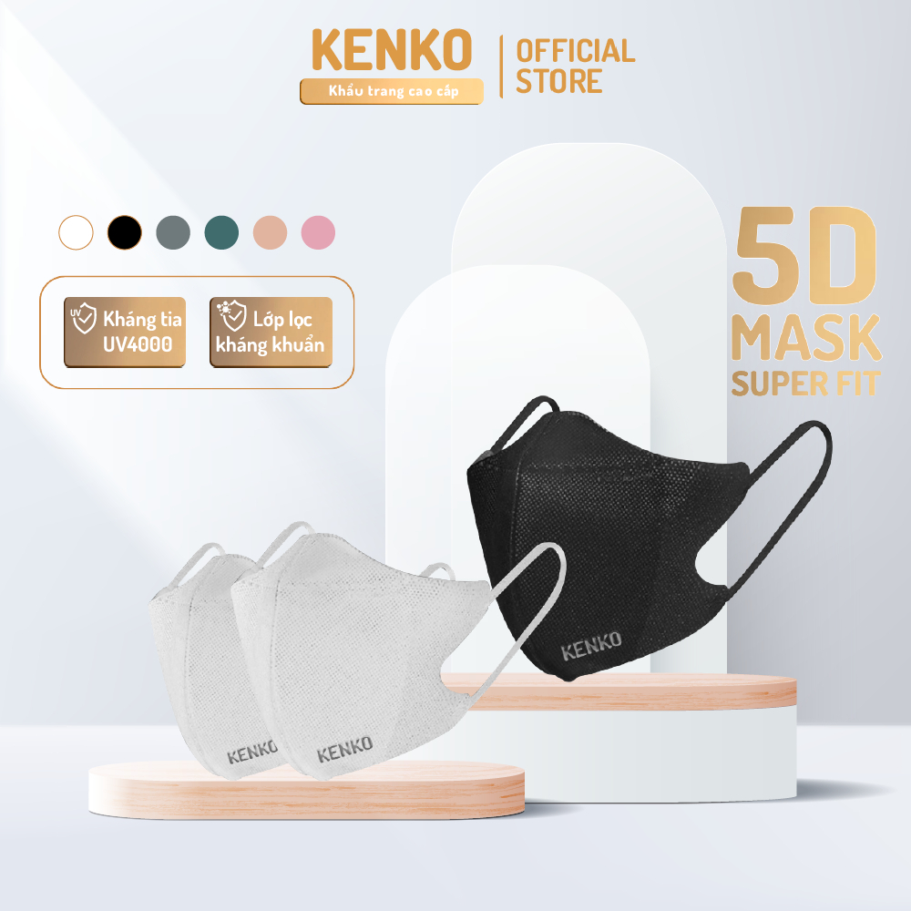 Khẩu Trang 5D Chống Nắng Tia UV400 KENKO Thịnh Phát, Khẩu Trang 5D Y Tế 3 Lớp Kháng Khuẩn Bụi