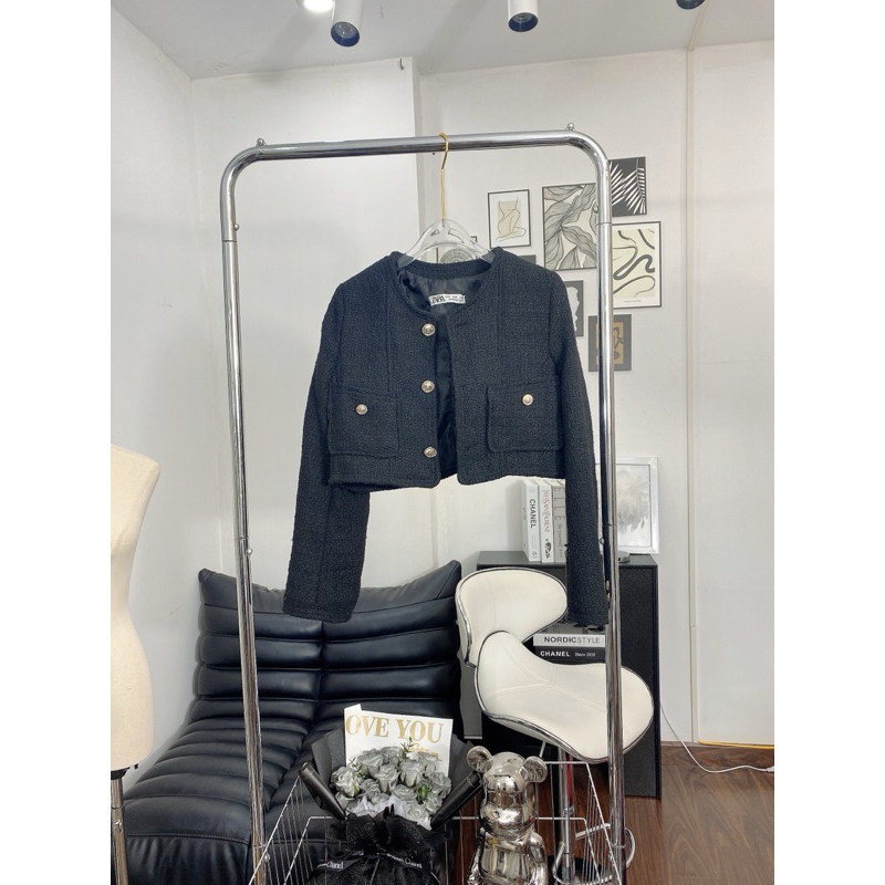 Áo dạ tweed croptop