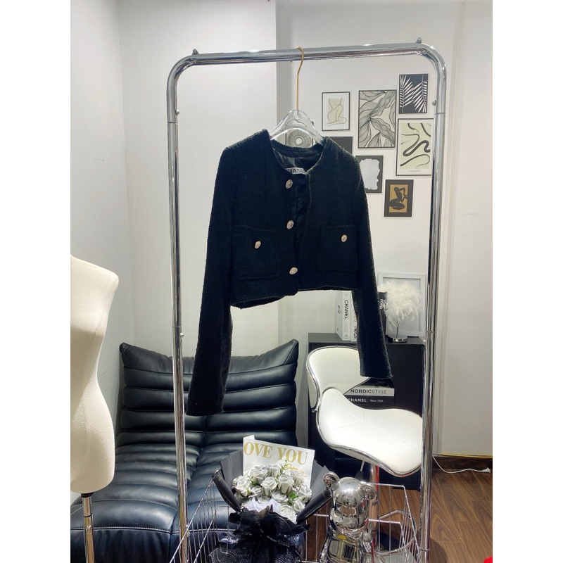 Áo dạ tweed croptop