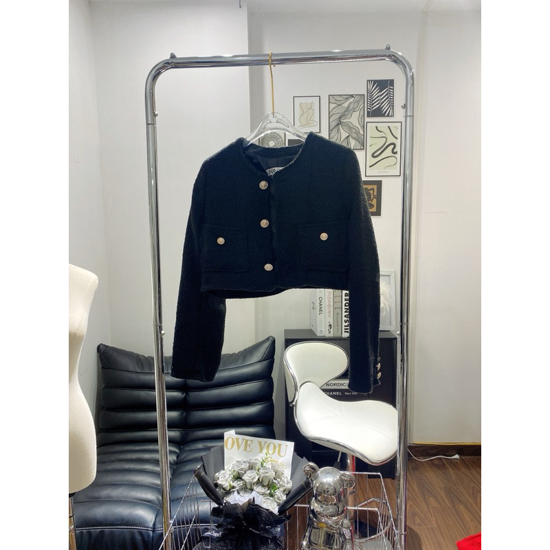 Áo dạ tweed croptop