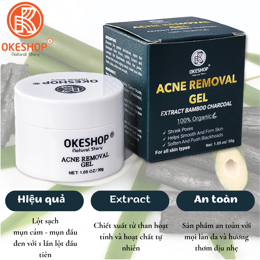 Gel Lột Mụn Nha Đam OKESHOP 30ml - Giải Pháp Loại Bỏ Mụn Đầu Đen - Mụn Cám - Bạ Nhờn - Sạch Sâu Và Thu Nhỏ Lỗ Chân Lông