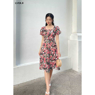 Váy Maxi Đen Hoa Hồng Ly Bui E19 D011-ĐEN