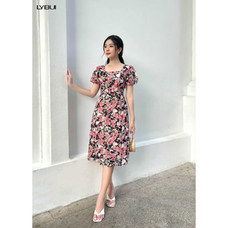 Váy Maxi Đen Hoa Hồng Ly Bui E19 D011-ĐEN