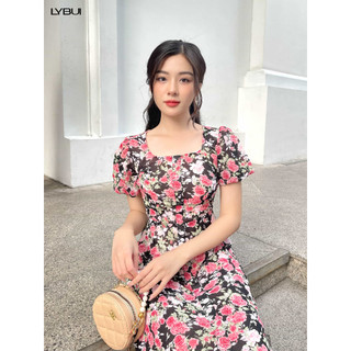 Váy maxi đen hoa hồng ly bui e19 d011-đen