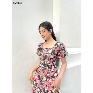 Váy Maxi Đen Hoa Hồng Ly Bui E19 D011-ĐEN