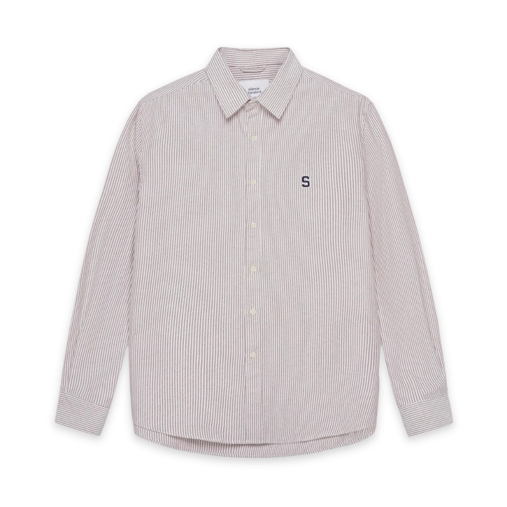 Áo sơ mi SilenceStandard Premium Oxford Shirt Logo S thêu/ kẻ nâu [SO02]