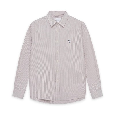 Áo sơ mi SilenceStandard Premium Oxford Shirt Logo S thêu/ kẻ nâu [SO02]