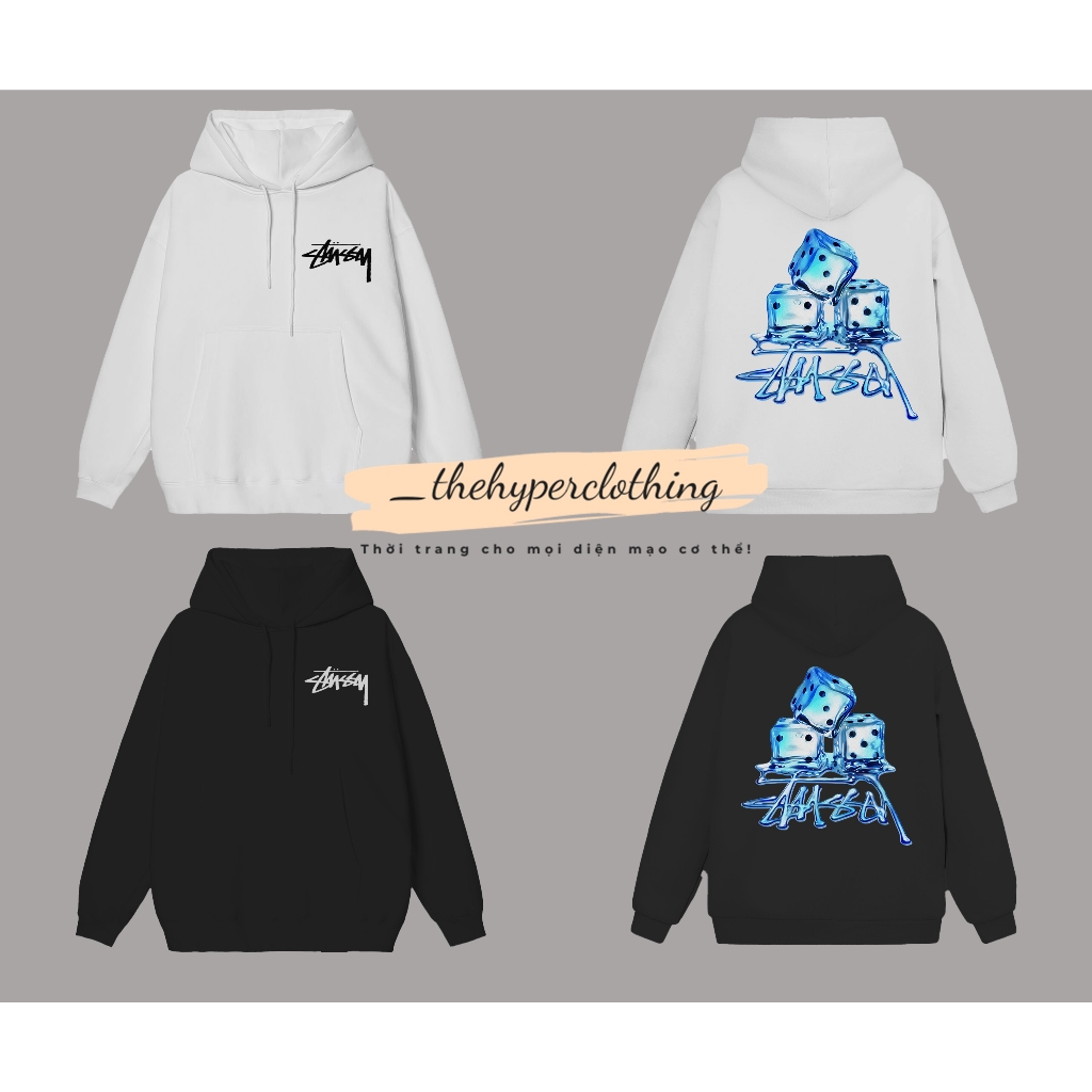 Áo Hoodie Stussy băng tan chảy nỉ cotton cao cấp