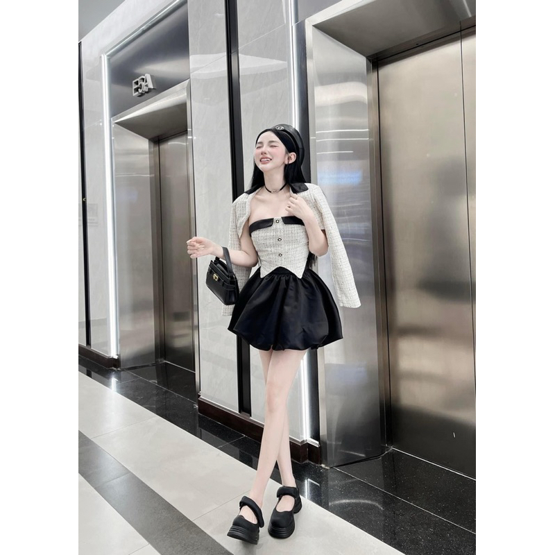 Bigsize Set dạ ba món kèm khoác chân váy bí dễ thương 55-95kg