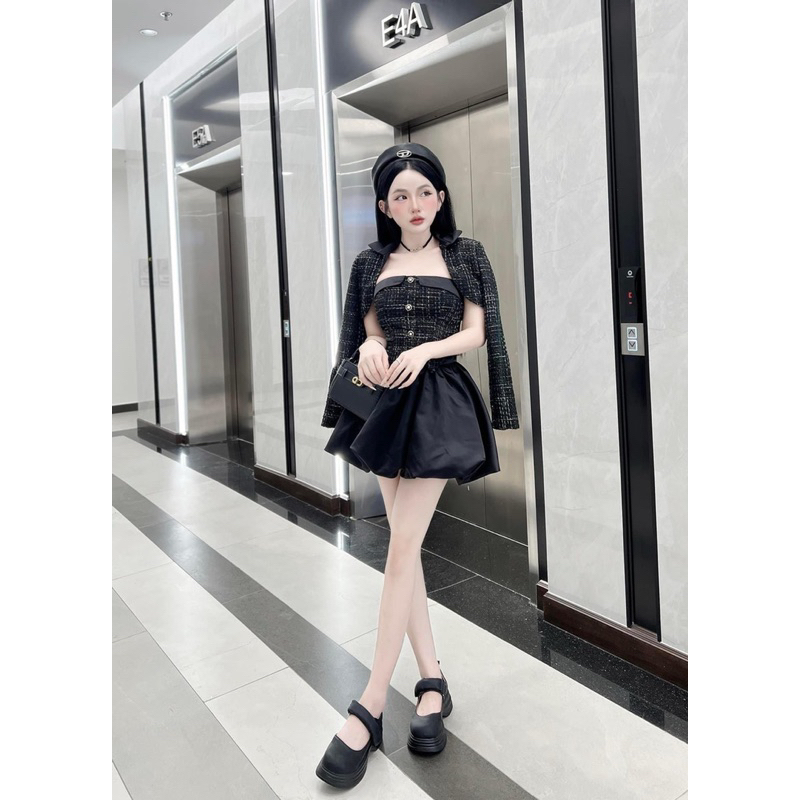 Bigsize Set dạ ba món kèm khoác chân váy bí dễ thương 55-95kg