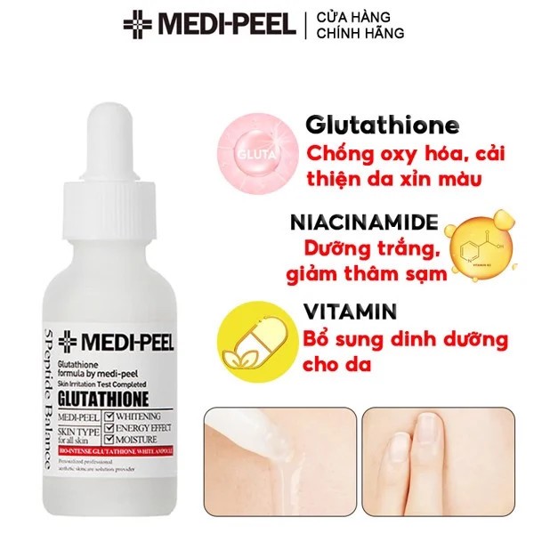 Tinh Chất Dưỡng Trắng Cấp Ẩm Phục Hồi Da Medi-Peel Bio-Intense Gluthione 600 White Ampoule Mẫu Mới