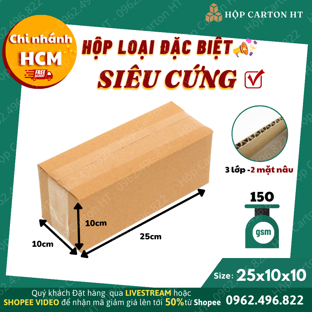 Hộp carton đóng hàng 25x10x10 giá gốc tận xưởng