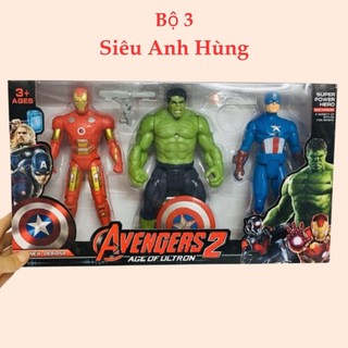 Biệt đội siêu anh hùng siêu nhân có 3 nhân vật có đèn sáng đỏ cử động khớp linh hoạt