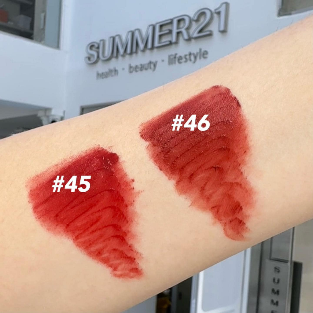 Son Kem Lì Bbia Last Velvet Lip Tint Dusk Edition màu 44 45 46 lên màu đỏ nâu gạch, màu sôn đỏ cháy