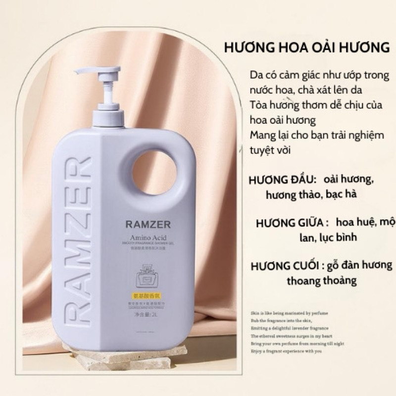 Sữa tắm nước hoa cao cấp RAMZER thơm lâu dưỡng ẩm và làm sạch da hiệu quả